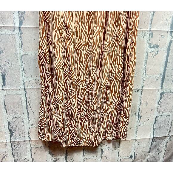 River Island Womens 100% Viscose Size 10 Brown Animal Print Shirred Midi Dress - Picture 5 of 13